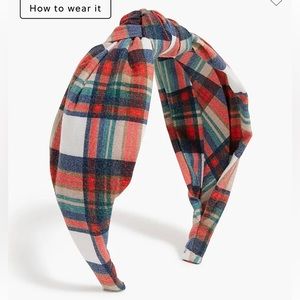 J. Crew Printed Knot Headband Plaid Blue Multi